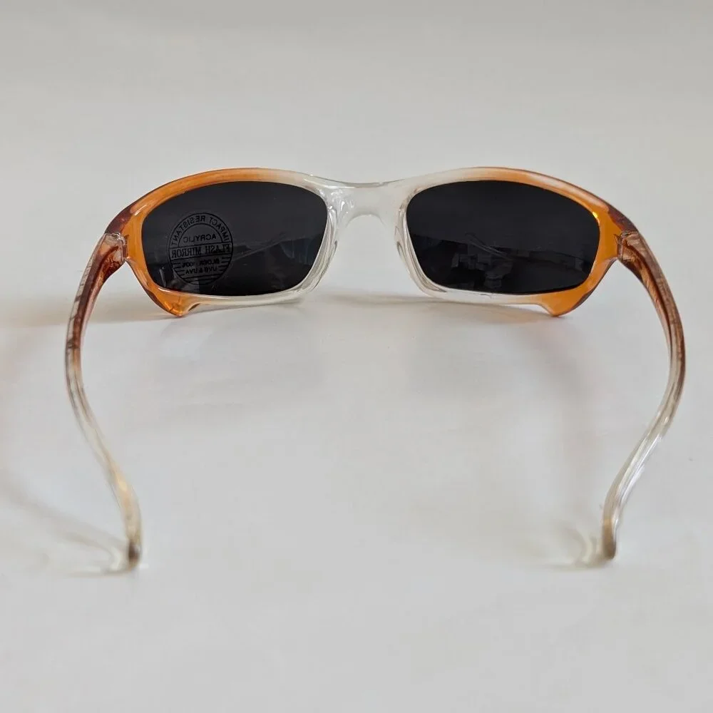 NWT Vintage 90's Kids Acetate Sporty Sunglasses (2 Tone Crystal Orange)
